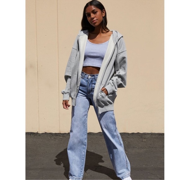 Brandy Melville Tops - Brandy Melville Carla Oversized fit hoodie in heather gray